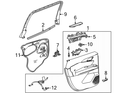 2025 Chevy Traverse Interior Trim - Rear Door Diagram