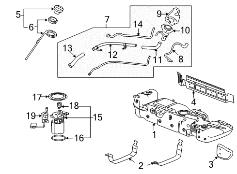 2008 Cadillac Escalade Filler Neck Diagram for 15844701