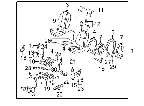 2007 Chevy Avalanche Front Seat Components Diagram 2 - Thumbnail