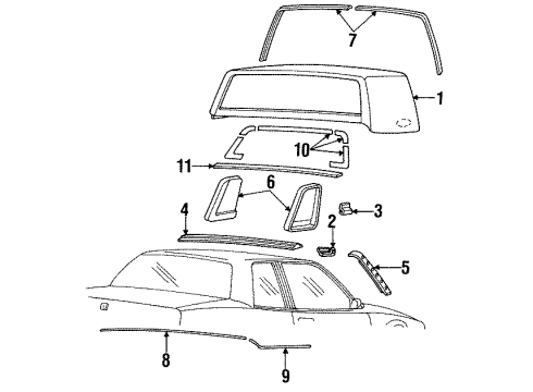 1988 Buick Riviera Roof Cover & Components Diagram