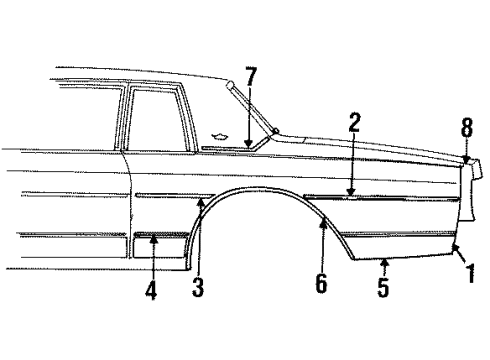 1986 Chevy Caprice Quarter Panel & Components Diagram
