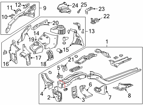 2013 Chevy Cruze Structural Components & Rails Diagram