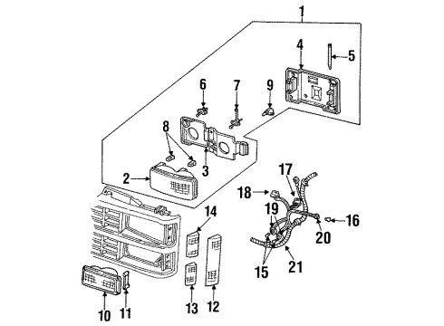 1997 Chevy C2500 Suburban Headlamps Diagram