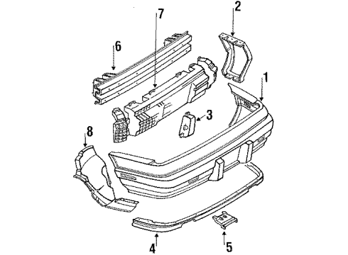 1988 Pontiac Grand Prix Bumper & Components - Rear Diagram