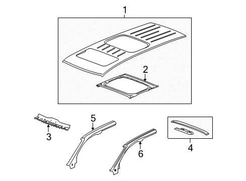 2007 Saturn Outlook Roof & Components Diagram