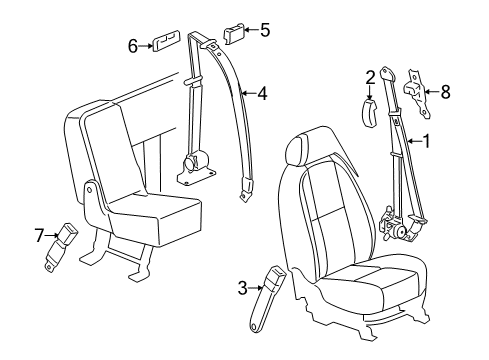 2012 Chevy Silverado 2500 HD Front Seat Belts Diagram