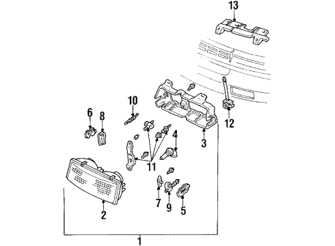 1990 Pontiac Trans Sport Composite Headlamp, Driver Side Diagram for 16509821