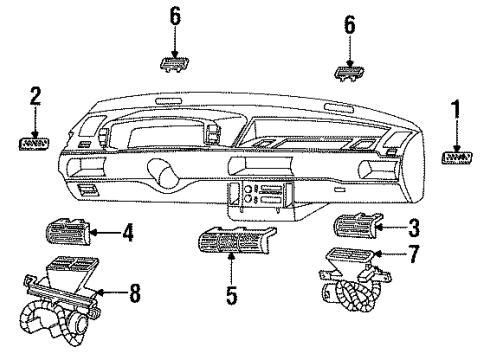 1992 Oldsmobile Silhouette Air Outlet Grilles Diagram