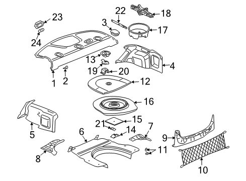 2003 Cadillac CTS Spare Retainer Diagram for 14103857