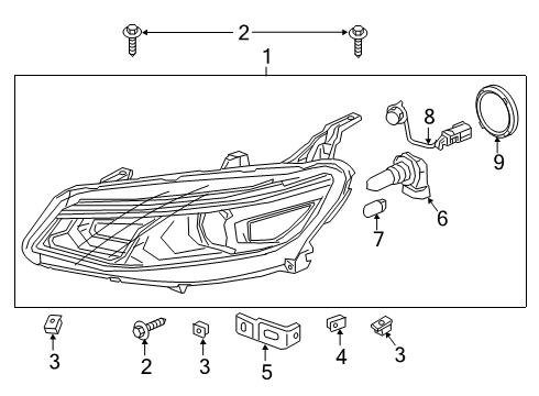 2025 Chevy Malibu Headlamp Components Diagram