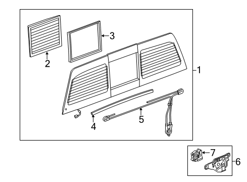 2016 Chevy Silverado 1500 Glass & Hardware - Back Glass Diagram 2 - Thumbnail