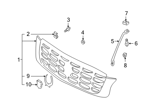 2000 Cadillac DeVille Grille & Components Diagram 2 - Thumbnail