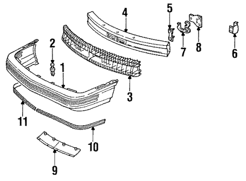1991 Chevy Cavalier Bumper & Components - Front Diagram