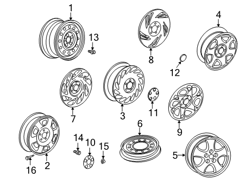 2002 Saturn L300 Wheel Nut Cap, Gray Diagram for 9594437