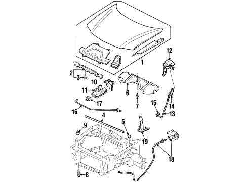 1997 Oldsmobile Silhouette Hood & Components Diagram