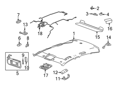 2025 Cadillac CT5 Interior Trim - Roof Diagram