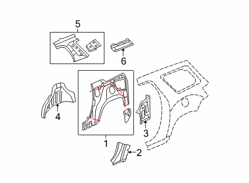 2016 GMC Acadia Lower Reinforcement, Driver Side Diagram for 15118002