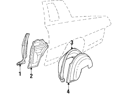 1987 Oldsmobile Cutlass Cruiser Inner Components - Quarter Panel Diagram