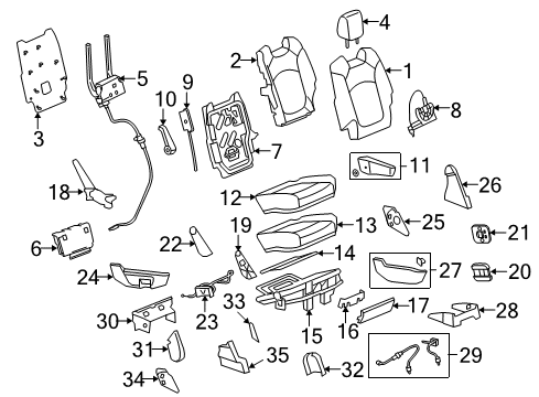 2012 GMC Acadia Adjust Handle, Passenger Side Diagram for 25900197