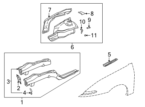2002 Saturn L200 Structural Components & Rails Diagram