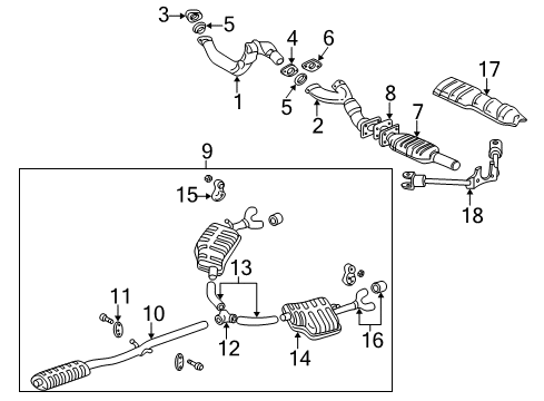 2002 Cadillac Seville Muffler W/Tpipe, Driver Side Diagram for 25670397