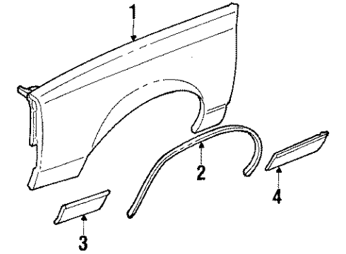 1987 Oldsmobile Cutlass Supreme Fender, Front Driver Side Diagram for 22509377