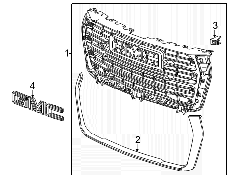 2025 GMC Yukon XL Grille & Components Diagram 2 - Thumbnail