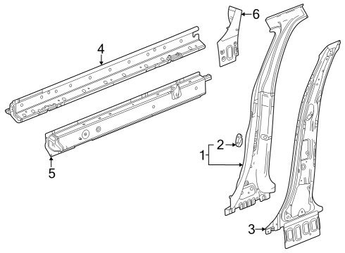 2025 Buick Encore GX Outer Center Pillar, Driver Side Diagram for 42482594