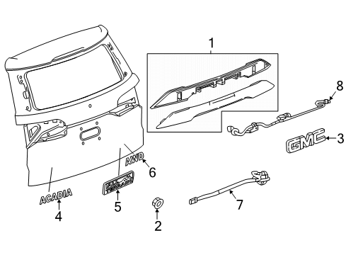 2017 GMC Acadia Exterior Trim - Lift Gate Diagram