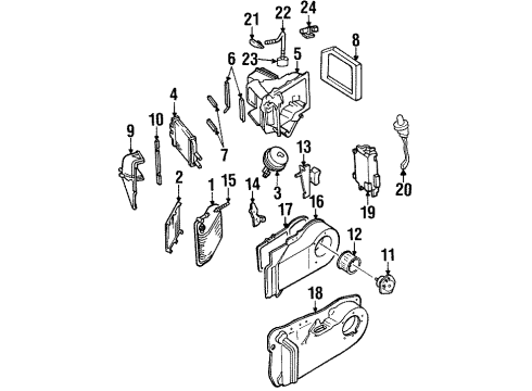 1994 Cadillac DeVille A/C Evaporator & Heater Components Diagram