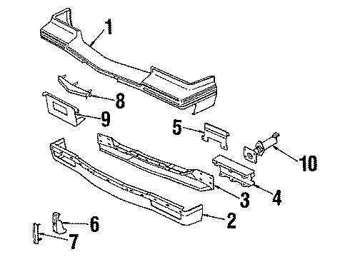 1987 Cadillac DeVille Bumper & Components - Front Diagram 2 - Thumbnail
