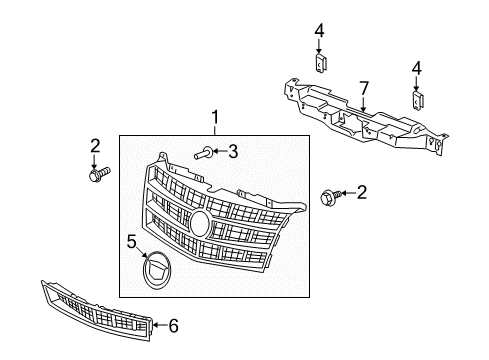2012 Cadillac Escalade Grille & Components Diagram