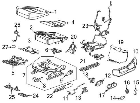2022 GMC Sierra 1500 Driver Seat Components Diagram