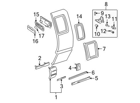 1994 Chevy S10 Side Glass Diagram