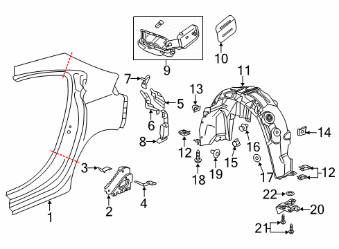 2017 Chevy Cruze Tail Lamp Pocket, Driver Side Diagram for 13465872