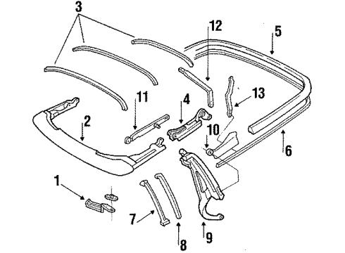 1986 Chevy Corvette Top Cover & Components Diagram