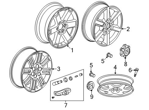 2009 Saturn Outlook Wheel, Alloy Diagram for 9597530