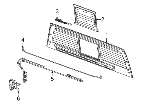 2024 GMC Sierra 1500 Glass & Hardware - Back Glass Diagram