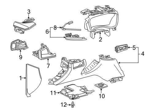 2018 Cadillac XT5 Instrument Panel Components Diagram