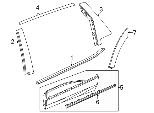 2025 Cadillac OPTIQ Exterior Trim - Rear Door Diagram