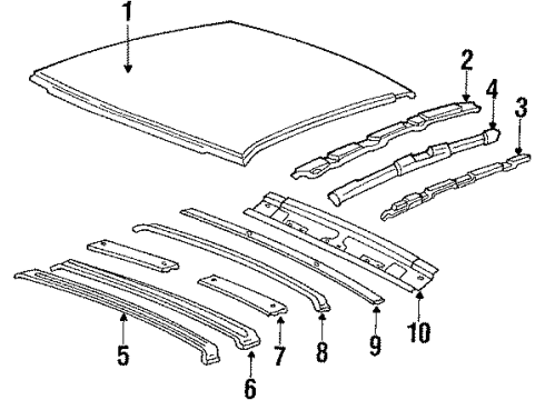 1988 Chevy Corsica Roof & Components Diagram