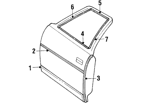 1987 Cadillac Brougham Exterior Trim - Front Door Diagram