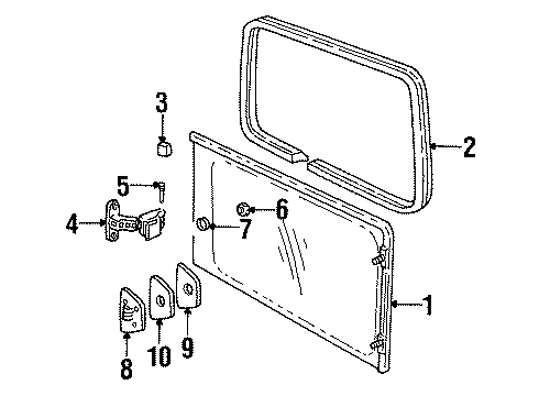1998 Oldsmobile Silhouette Glass Latch Reinforcement Diagram for 10171148