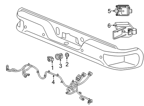 2025 Chevy Silverado 3500 HD Electrical Components - Rear Bumper Diagram