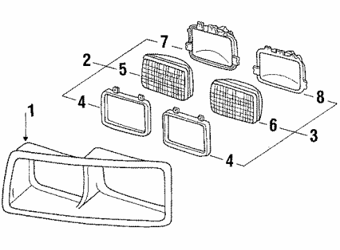 1988 Buick Skylark Headlamp Assembly Diagram for 16502326