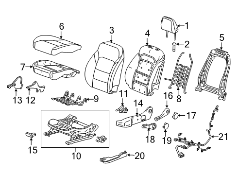 2020 Chevy Blazer Driver Seat Components Diagram