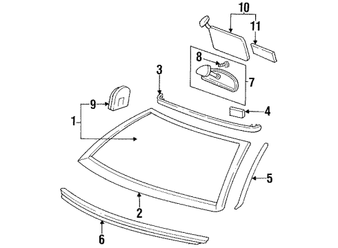 1992 Oldsmobile Achieva Glass - Windshield Diagram