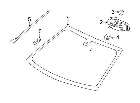 2009 Cadillac SRX Glass - Windshield Diagram
