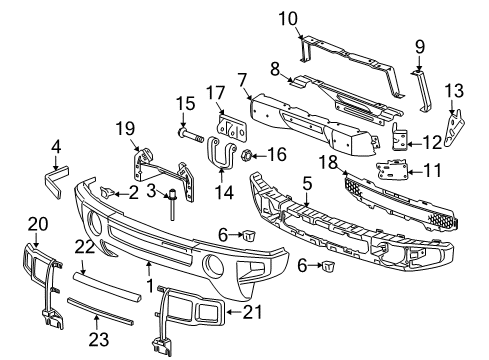 2009 Hummer H3 Bumper Cover, Front Upper Diagram for 15264942