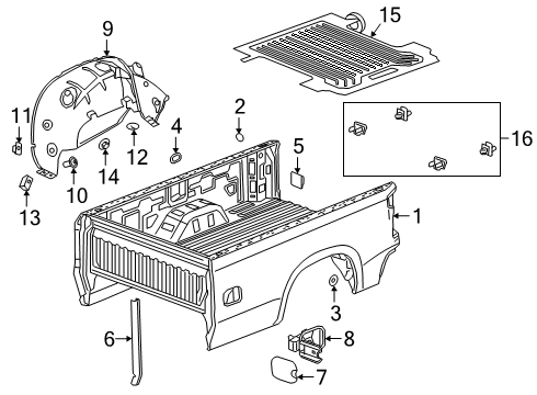 2022 Chevy Silverado 1500 Pick Up Box Diagram